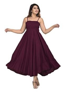 VYMO Sleeveless Fully Stitched Plain and Solid Gown Maxi Dress.