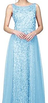 PATLANI Women's Net Fit and Flare Maxi Dress.