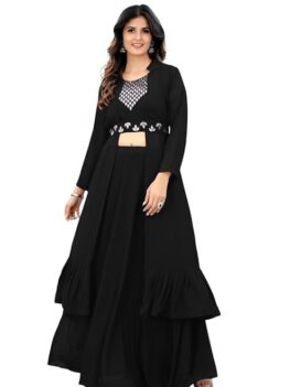 Women"s Trendy & Fancy Embroidered Georgette Full Sleeve Lehenga.
