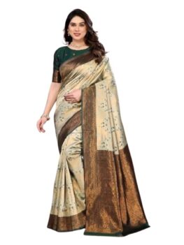 ZITON Women's silk saree Zari Woven for festival Wedding silk.