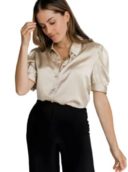 Hityani Women's Satin Solid Half Sleeves Regular Fit Casual Shirt.