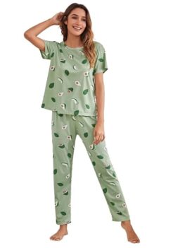 SMOWKLY Printed Round Neck Short Sleeve Night suit Set.