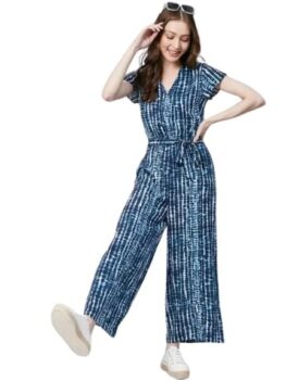 FCV Rayon Printed Jumpsuit for Women, Fit type Relaxed.