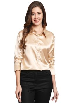 FUNDAY FASHION Women Solid Formal Satin Regular Fit Shirt.