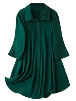 Brand: Leriya Fashion Leriya Fashion Western Dress || Rayon Solid Button Front Shirt Dress for Women || Roll Tab Sleeve & Collared Neck Flared Dress || Office || Summer Short Dresses for Women.