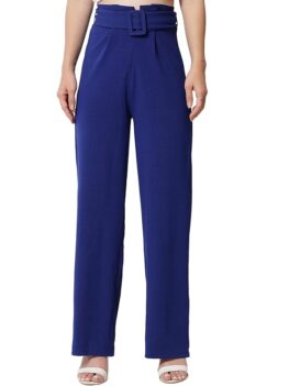 KOTTY Women's High Rise Viscose Rayon Relaxed Fit Korean Trousers.
