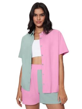 The Souled Store Solids: Colorblock Women Oversized Fit Boyfriend Shirts.