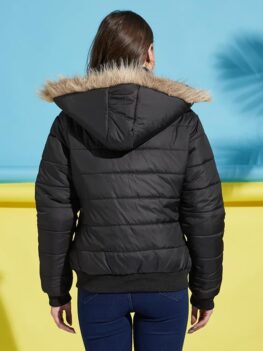 Sneekfit Full Sleeves Puffer Jacket for Women With Detachable Hood.