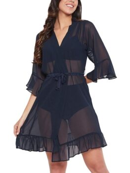 Clovia Women's Georgette Chic Basic Robe.