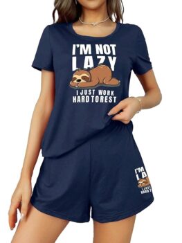 SMOWKLY Women's Cotton Half Sleeve T-Shirt & Short Pyjama Set.
