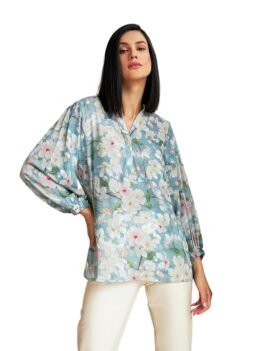 Leriya Fashion Women's Rayon Floral Printed Shawl Collared Neck.