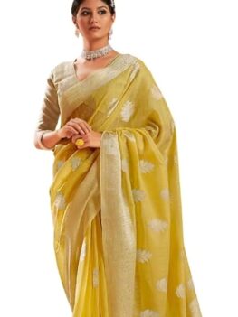 SWORNOF Women's Pure Silk Saree With Blouse Piece.