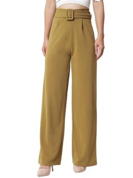 KOTTY Women's High Rise Viscose Rayon Relaxed Fit Korean Trousers.