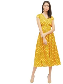 Harpa Women Standard Length Dress, V-Neck; Maxi: Midi.