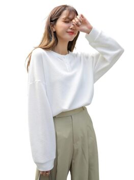 Zillion Button Down Neck Korean Tops for Women.