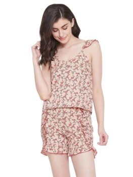 Clovia Women Pajama Set Top & Shorts Set.