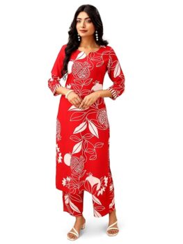 Sunopera Women Printed Kurta Set, Material composition: Cotton Blend.