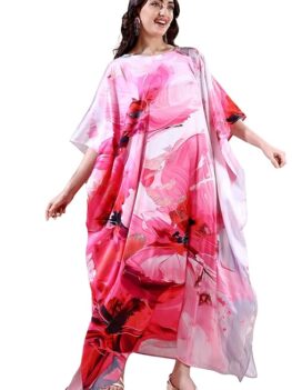 Label Aarna Soft Satin Kaftan with Hidden Belt Beach Wear.