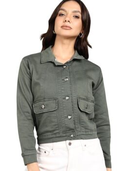 Nifty Women's Denim Front Pocket Jacket Cotton Blend Jacket.