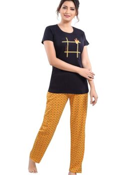 DZZO Women's Cotton Printed Night Suit.
