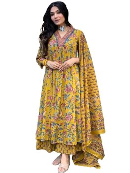 GoSriKi Women's Rayon Viscose Anarkali Printed Kurta.