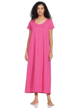 Symbol Women's Full Casual Cotton Ankle Length Regular Fit Nightdress (Maxi).