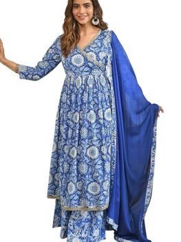 Janasya Women's Cotton Kurta Set, Dupatta Fabric: Chiffon (100% Cotton).