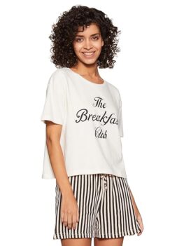 Symbol Women Cotton Regular Fit T-Shirt and Shorts Night Suit.