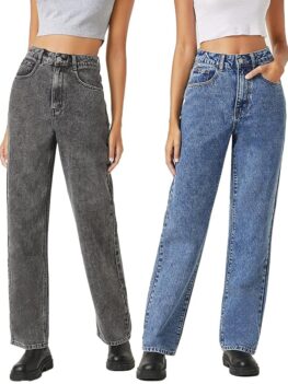 KOTTY Women Regular High Rise Multicolor Jeans (Pack of 2).