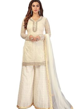 TRENDMALLS Women's Cotton Embroidery Salwar Suit Sharara.