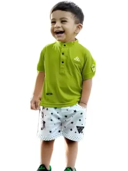 Boys Party (Festive) T-shirt Shorts (Green).