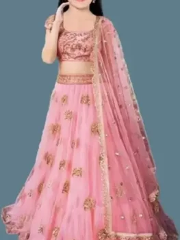 Girls Lehenga Choli Ethnic Wear Embroidered Gagra, Choli, Dupatta Set.