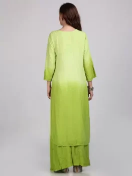 Women Cotton Blend Kurti Palazzo Dupatta Set.