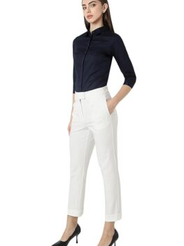 Van Heusen Women's Regular Fit Solid 3/4 Sleeve 100% Cotton Shirt