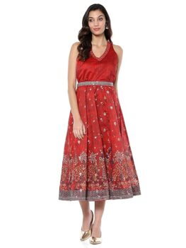 Women's Fit and Flare Knee Length Dress