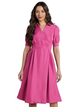 Symbol Premium Women's 'Desk-to-Dinner' Fit & Flare Wrap Dress (Midi Length | Stylish)