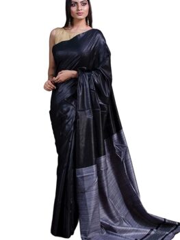 Bengal looms India - Handwoven Soft Staple Gicha Tussar Saree with Blouse Piece