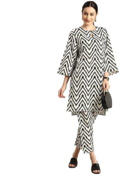 LookMark Women's Printed Cotton Blend Straight Kurta Pant Set - Elegant Ethnic Wear Ensemble for Modern Women, Perfect for Any Occasion