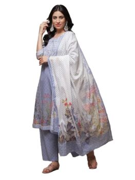 Women Cotton Straight Kurta Palazzo Suit Set