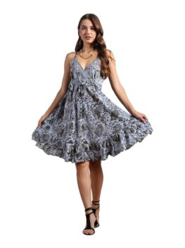 Kanha exports Women and Ladies, Girl,Boho Designer Dress for Women, Silk Short Dress, Boho Dress, Pattern with Tie Belt, Beach wear