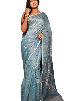 Traditional Floral Nakshi Work Soft Brocade Jamdani Saree for Elegant Design Festives and Occasions