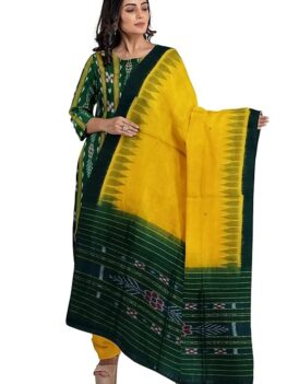 PRITIsree Odisha Sambalpuri Handloom Woman's Pure Cotton Handloom Dress Material With Dupatta Bottom Wear 3 Pic Set Sambalpuri dress material Unstitched PRITI4