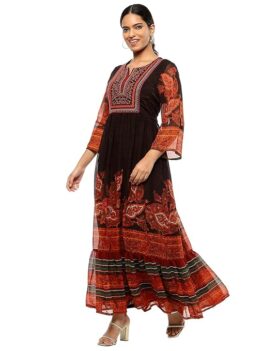 BIBA Women Georgette Printed Tiered Dress