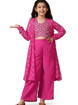 Jwalin Girls Yellow Georgette Salwar Suit Set | Girls Ethnic Palazzo Suit | Traditional Outfit | Salwar Suit For Kids