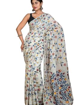 India Tantuja Inspired Traditional Karat Nakshi Work Soft Jamdani Saree