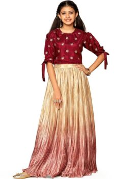 Fashion Dream Girl's Silk Chinon Readymade Lehenga Choli