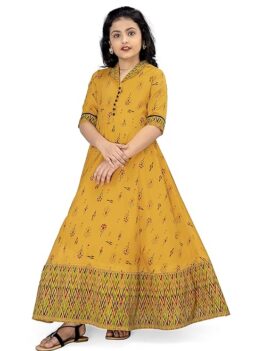 Fashion Dream Girl's Georgette Maxi Length Embroidered Dress